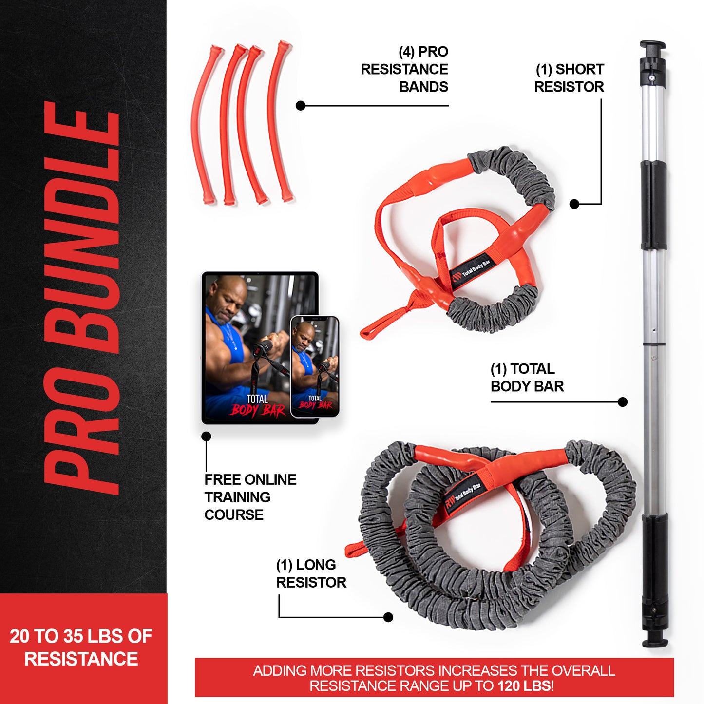resistance band set with bar